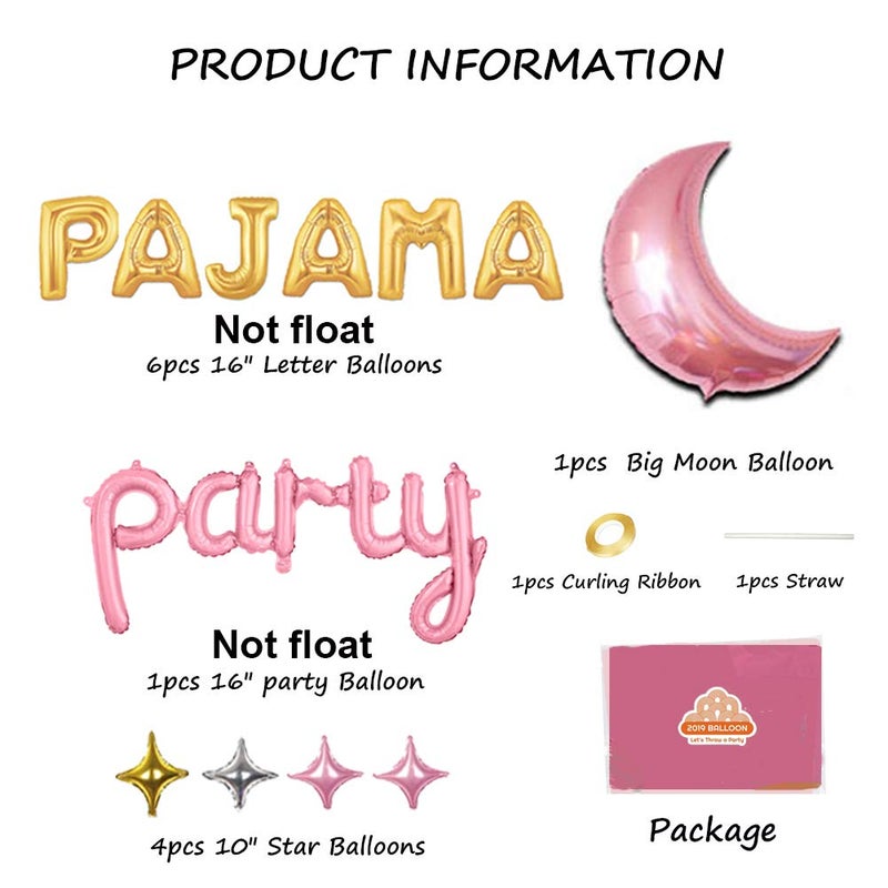 Geloar PAJAMA PARTY Decorations,PAJAMA Party Balloons for Girls PJ Mask Themed Banner for Pajama Slumber Sleepover SPA Spahhh Birthday Bday Bridal Hen Adult Party Supplies 14PCS of Qinsly (Gold, PAJAMA) - Image 3